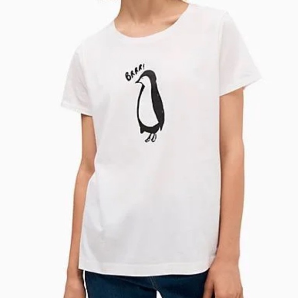 kate spade Tops - Kate Spade Brrr Penguin Tee Shirt White Short Sleeve
